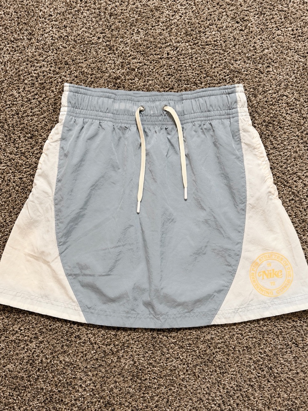 Nike Two-Tone Light Blue and White Athletic Shorts with Drawstring